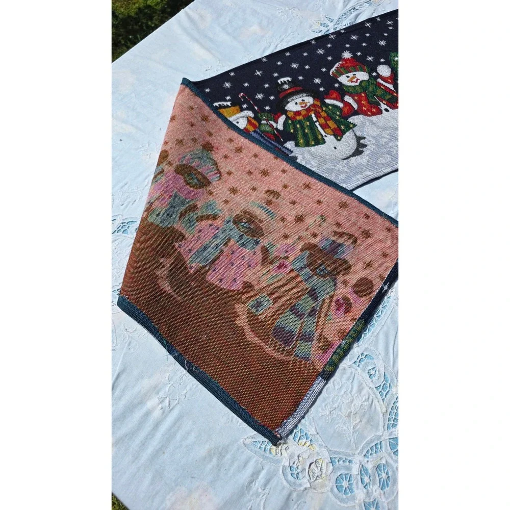 Snowman Winter Christmas Table Runner Tapestry Holiday‎ Decor 69.5 Inch Long